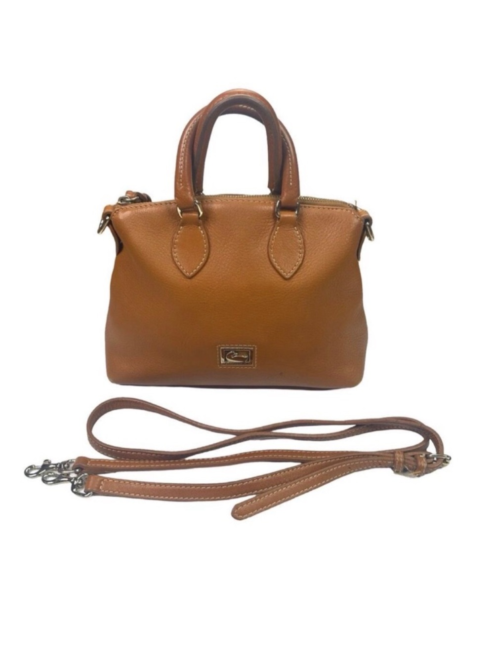 Vintage Dooney & Bourke Brown Pebbled Leather Satchel Crossbody - 9.5”x8”x3.5”